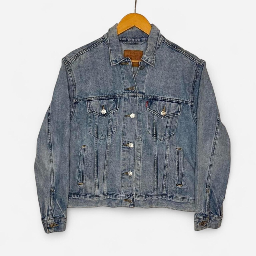 Levis Denim Light Wash Blue Trucker Jacket Mens Size M
